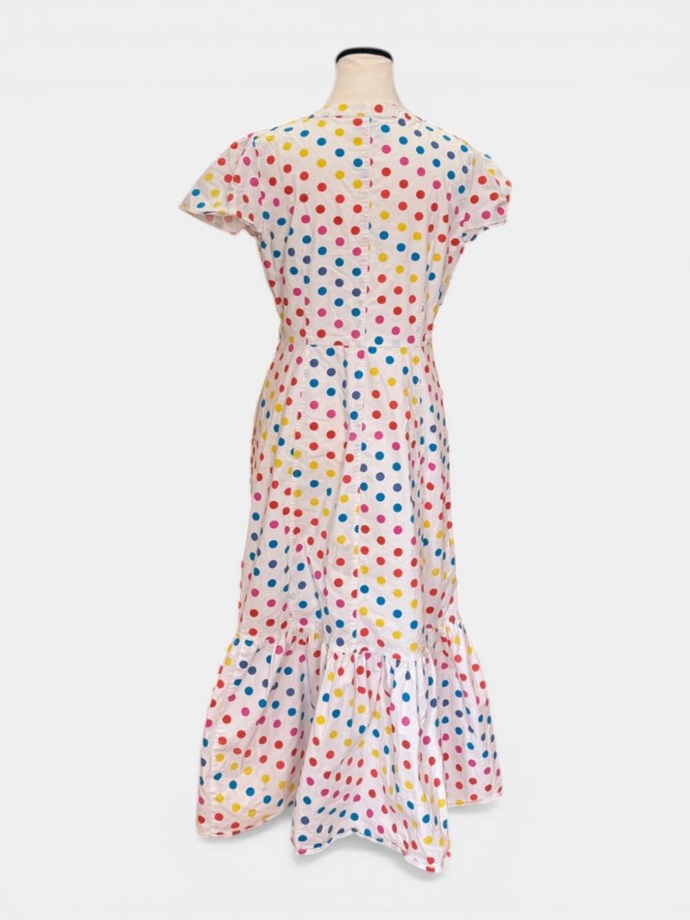 Color Me Courtney Dipping Dot Midi Dress Size 8 Rainbow Polka Dot Ruffle Hem - Picture 4 of 7